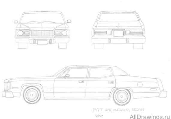 AMC Matador Sedan (1977) (AMS the Matador Sedan (1977)) is drawings of the car